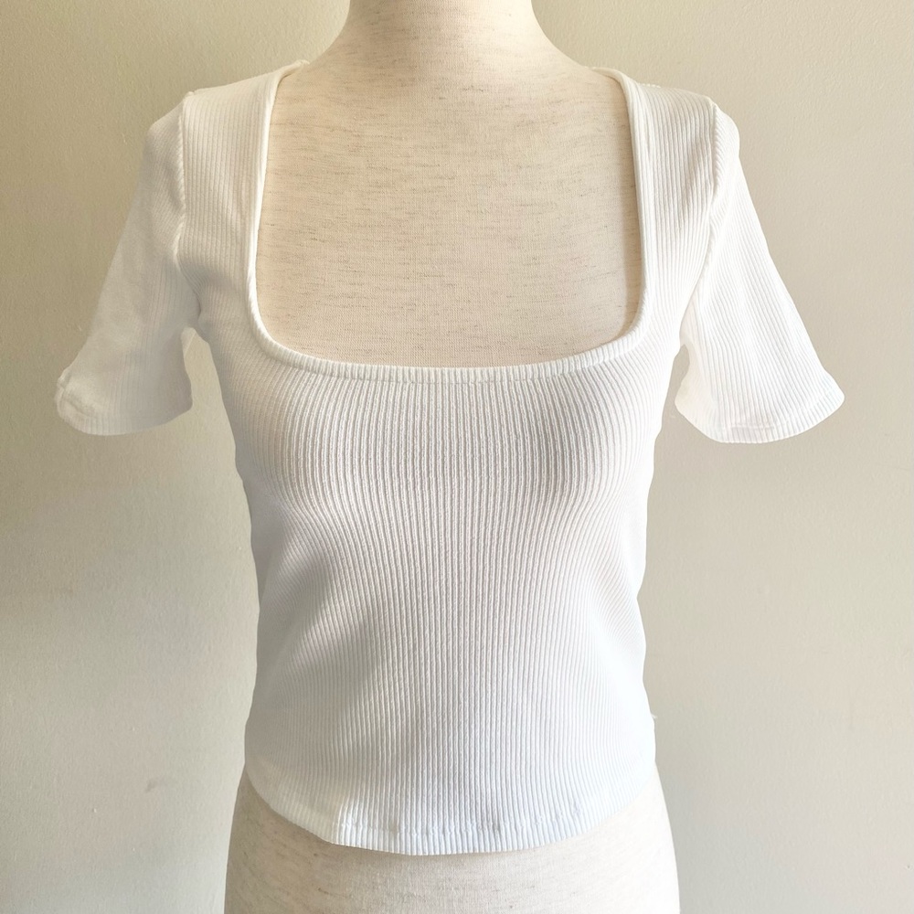 New Ribbed Sculpt Top w/ Straight Squared Neckline